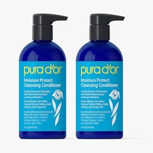 Pura D'or Moisture Protect Cleansing Conditioner Argan Oil 16 fl oz‎ (2-Pack)